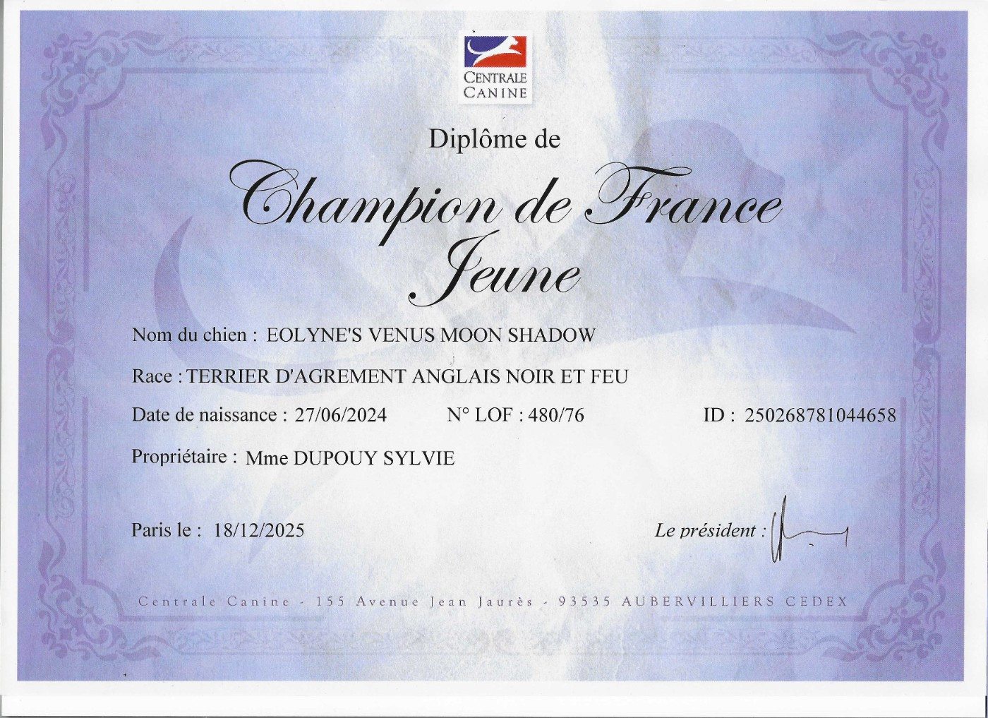 VENUS Championne de France Jeune